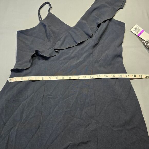 XOXO Black Mini Dress NEW Stretch Bodycon Preppy Ruffle Sleeveless Zip Women XXL - Picture 7 of 9